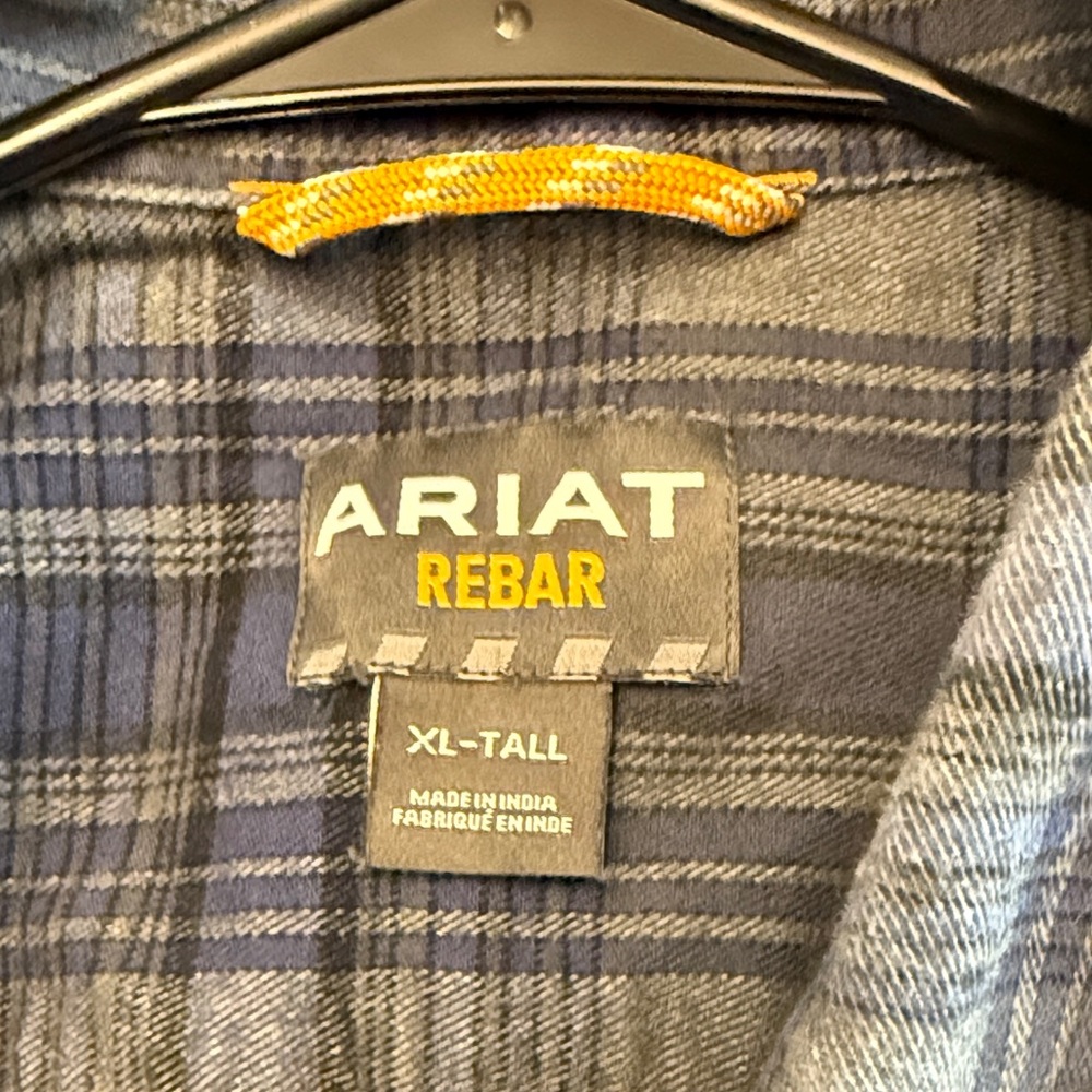 Ariat Rebar Navy and Gray Plaid Shirt